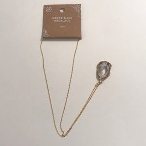Agate Geode Slice Necklace (Long Chain)